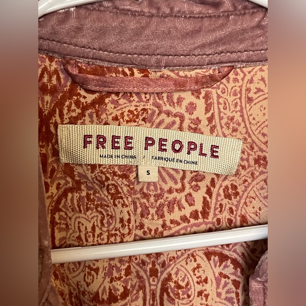 Free People Dusty Pink Velvet Long Sleeve Duster - Picture 6 of 16